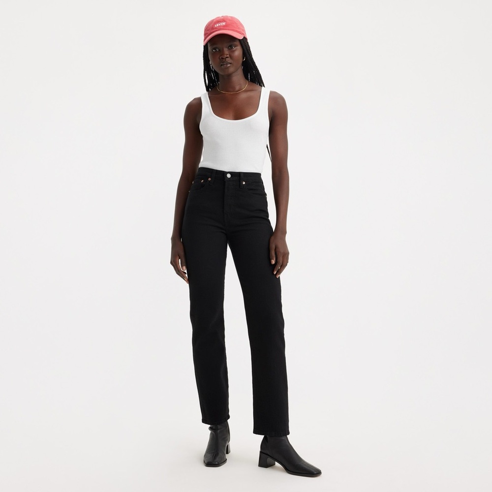 Levis Black 501 Wedgie Straight Leg Jeans - Picture 2 of 4